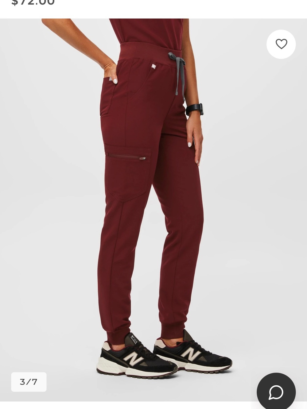 Figs Women's Jogger high waisted Pants in Burgundy with Drawstring